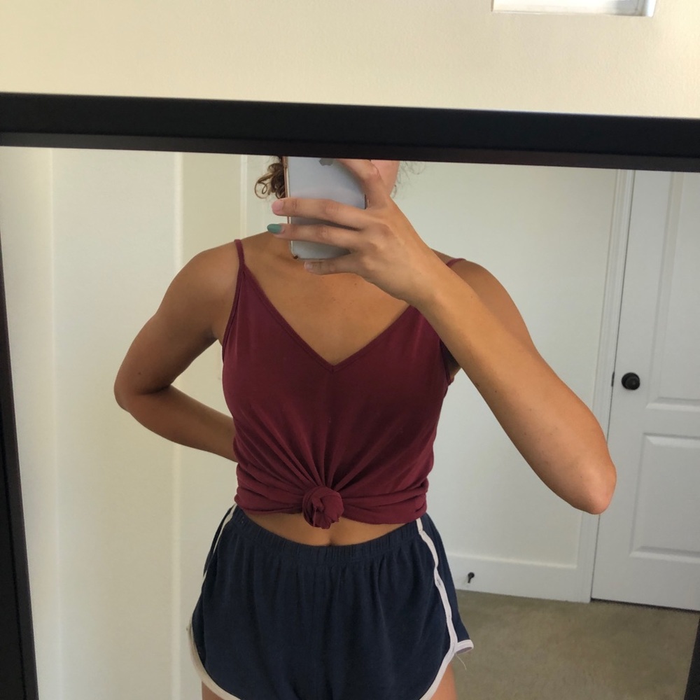 Red tied crop top